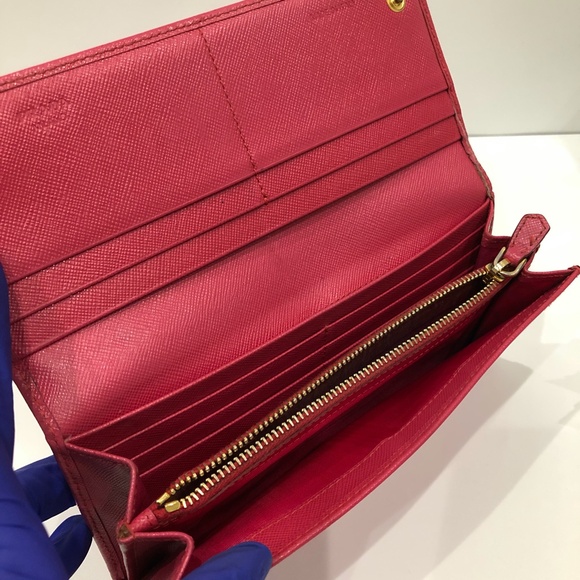 Prada Pink Flap Wallet Sku#84595 (Gently used, edge peeling) - Picture 11 of 16